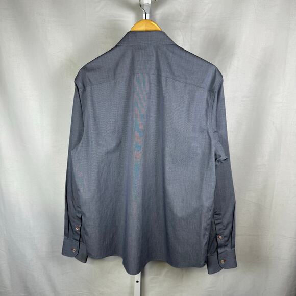 UNTUCKit Long Sleeve Button Up 100% Cotton Shirt Blue Men's Size Large - Picture 6 of 7